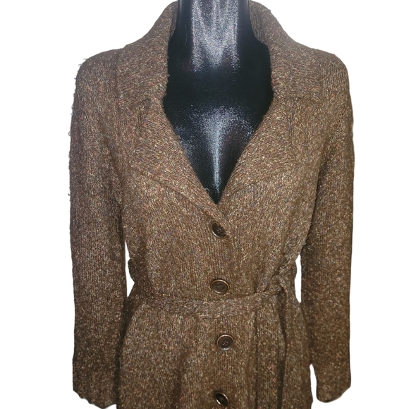 Penman's Brown Speckled Knit Cardigan with Belt S - Picture 2 of 7